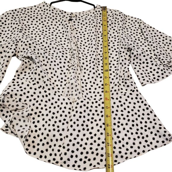 Topshop Black and White Polka Dot Cinch Waist Boho Wide Sleeves Size 8 - Picture 8 of 11